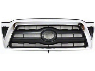 Toyota Upper Replacement Grille; Matte Black with Chrome (05-10 Tacoma)