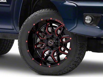 Wicked Offroad W909 Gloss Black with Red Tint 6-Lug Wheel; 20x10; -24mm Offset (05-15 Tacoma)