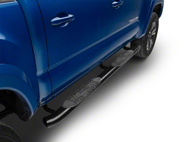 Raptor Series 4-Inch OE Style Curved Oval Side Step Bars; Black (05-23 Tacoma Double Cab)