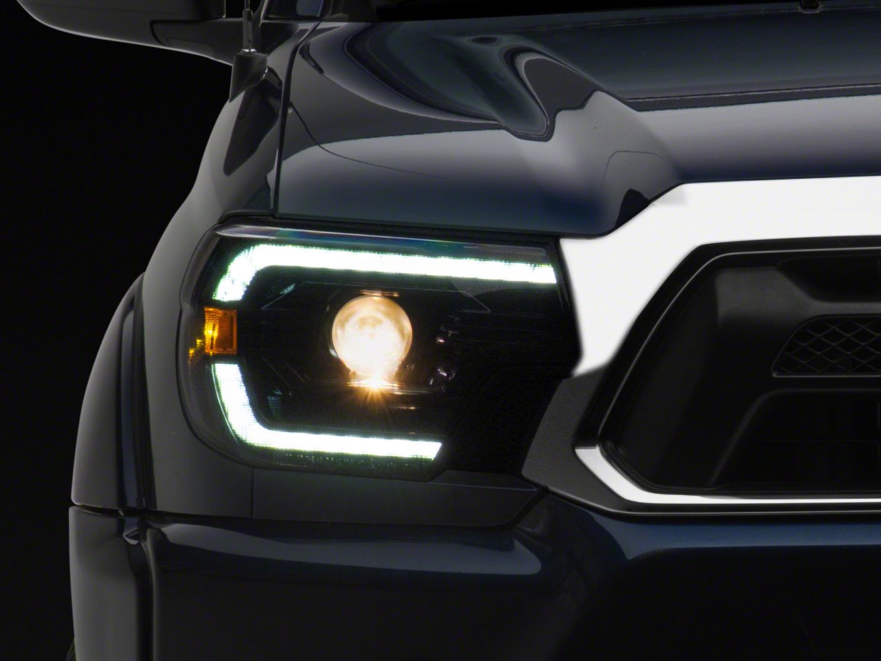 Tacoma PRO-Series Projector Headlights; Alpha Black Housing; Clear Lens ...