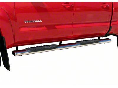 5-Inch Straight Oval Side Step Bars; Stainless Steel (05-23 Tacoma Double Cab)