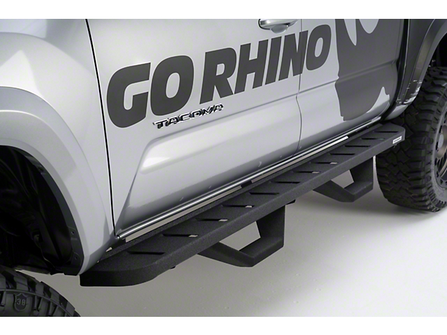 RB10 Running Boards with Drop Steps; Textured Black (05-21 Tacoma Double Cab)