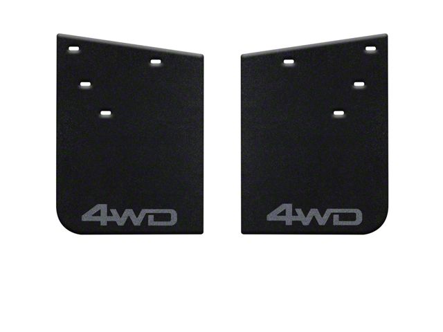 11-Inch x 15-Inch Mud Flaps with Cement Gray 4WD Logo; Rear (16-23 Tacoma w/ OE Fender Flares)
