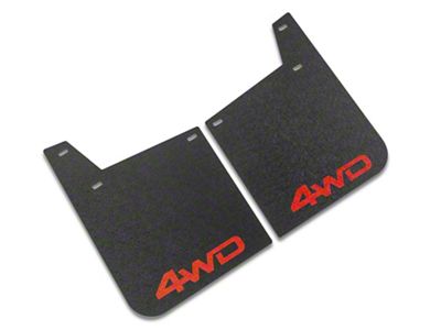 11-Inch x 15-Inch Mud Flaps with TRD Red 4WD Logo; Front (16-23 Tacoma w/ OE Fender Flares)