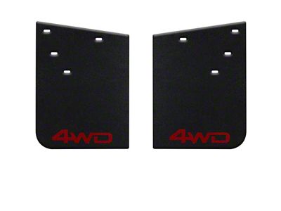 11-Inch x 15-Inch Mud Flaps with TRD Red 4WD Logo; Rear (16-23 Tacoma w/ OE Fender Flares)