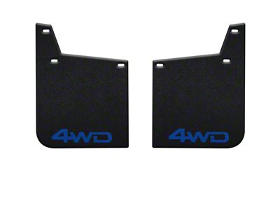 11-Inch x 15-Inch Mud Flaps with Voodoo Blue 4WD Logo; Front (16-23 Tacoma w/ OE Fender Flares)