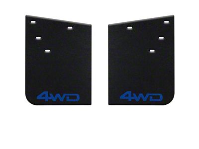11-Inch x 15-Inch Mud Flaps with Voodoo Blue 4WD Logo; Rear (16-23 Tacoma w/ OE Fender Flares)