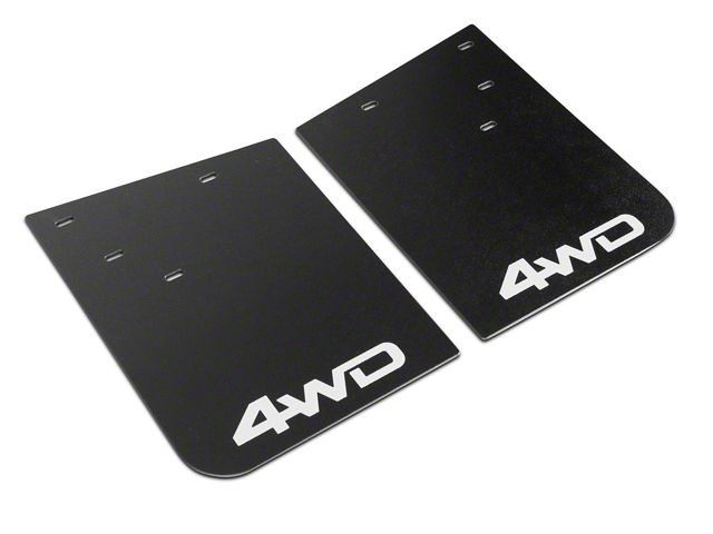 11-Inch x 15-Inch Mud Flaps with White 4WD Logo; Rear (16-23 Tacoma w/ OE Fender Flares)