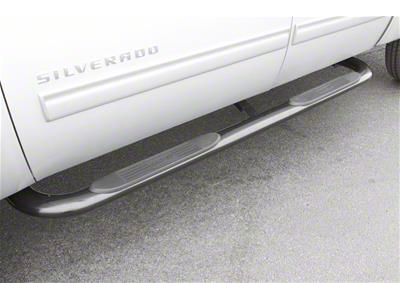 4-Inch Oval Bent Nerf Side Step Bars; Polished Stainless (05-23 Tacoma Double Cab)
