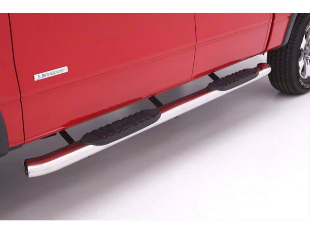 5-Inch Oval Curved Nerf Side Step Bars; Polished Stainless (05-23 Tacoma Access Cab)