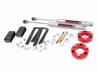 Rough Country 3-Inch Suspension Lift Kit with Premium N3 Shocks and Red Spacers (05-23 6-Lug Tacoma)