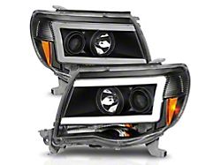 Plank Style Projector Headlights; Black Housing; Clear Lens (05-11 Tacoma)