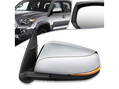 OE Style Powered Heated Side Mirror with Turn Signal and Blind Spot Function; Chrome; Driver Side (16-19 Tacoma)