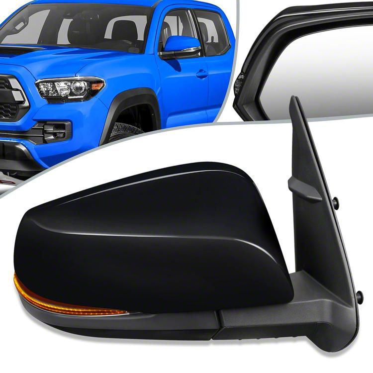 OE Style Powered Heated Side Mirror with Turn Signal; Black