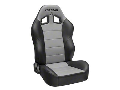 Corbeau Baja XRS Suspension Seats with Double Locking Seat Brackets; Black Vinyl/Gray HD Vinyl (20-24 Jeep Gladiator JT)