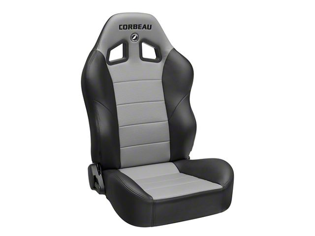 Corbeau Baja XRS Suspension Seats with Double Locking Seat Brackets; Black Vinyl/Gray HD Vinyl (18-24 Jeep Wrangler JL)