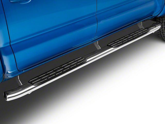 4X Series 4-Inch Oval Side Step Bars; All Stainless Steel (05-23 Tacoma Double Cab)
