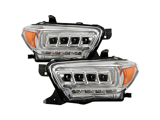 APEX Series Multi-Beam High-Power LED Module Headlights; Chrome Housing; Clear Lens (16-23 Tacoma w/ Factory LED Headlights)