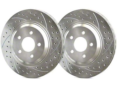 SP Performance Double Drilled and Slotted 6-Lug Rotors with Silver ZRC Coated; Front Pair (05-23 Tacoma)
