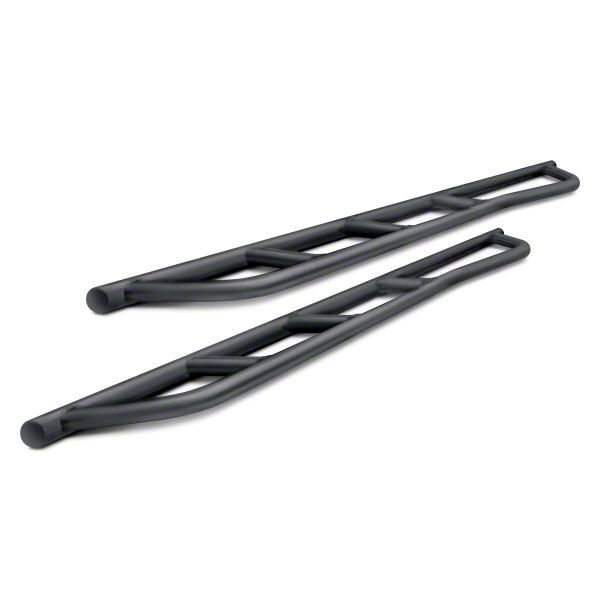 Cali Raised LED Step Edition Rock Sliders with Kickout; Textured Black (05-23 Tacoma Double Cab)