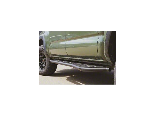 Cali Raised LED Step Edition Rock Sliders with Textured Black Filler Plates; Bed Liner Coating (05-23 Tacoma Double Cab)