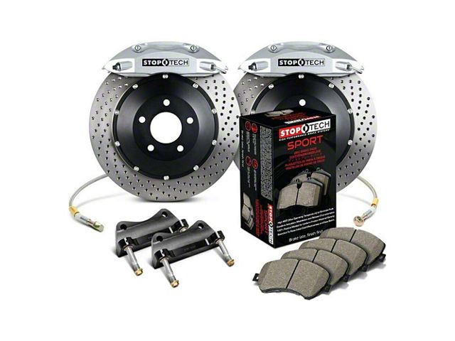 StopTech ST-40 Performance Drilled 2-Piece Front Big Brake Kit with 332x32mm Rotors; Silver Calipers (05-15 6-Lug Tacoma)