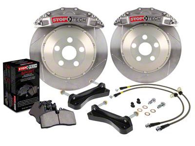 StopTech ST-40 Trophy Sport Drilled Coated 2-Piece Front Big Brake Kit with 332x32mm Coated Rotors; Silver Calipers (05-15 6-Lug Tacoma)