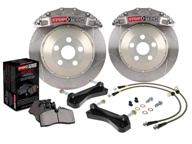 StopTech ST-40 Trophy Sport Drilled 2-Piece Front Big Brake Kit with 332x32mm Rotors; Silver Calipers (05-15 6-Lug Tacoma)