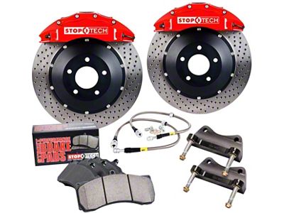 StopTech ST-40 Trophy Sport Drilled Coated 2-Piece Front Big Brake Kit with 355x32mm Coated Rotors; Silver Calipers (05-15 6-Lug Tacoma)