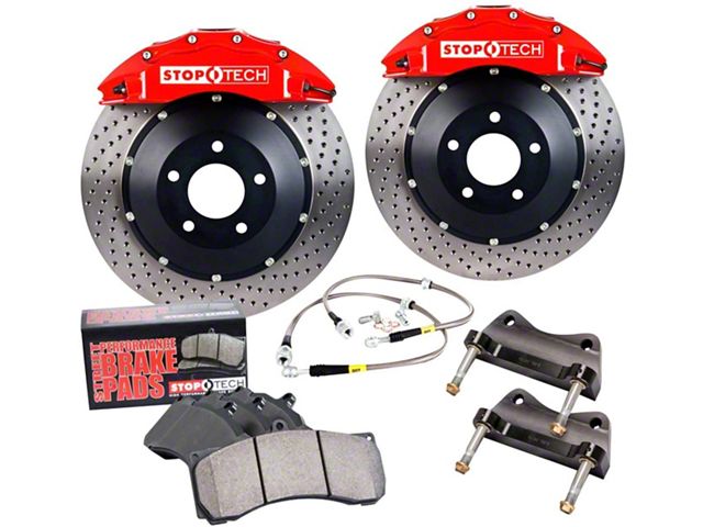 StopTech ST-40 Trophy Sport Drilled 2-Piece Front Big Brake Kit with 355x32mm Rotors; Silver Calipers (05-15 6-Lug Tacoma)