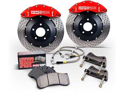 StopTech ST-40 Trophy Sport Slotted 2-Piece Front Big Brake Kit with 332x32mm Rotors; Silver Calipers (05-15 6-Lug Tacoma)