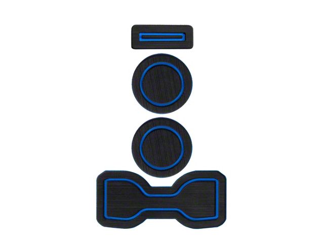 Center Console Cup Holder Inserts without QI Phone Charger Insert; Black/Blue (16-23 Tacoma w/ Manual Transmission)