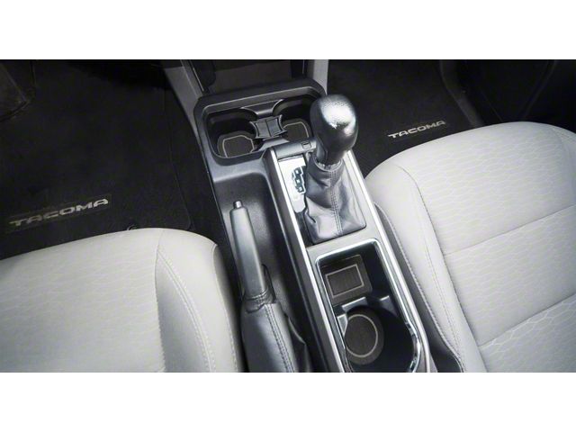 Center Console Cup Holder Inserts without QI Phone Charger Insert; Black/Gray (16-23 Tacoma w/ Automatic Transmission)