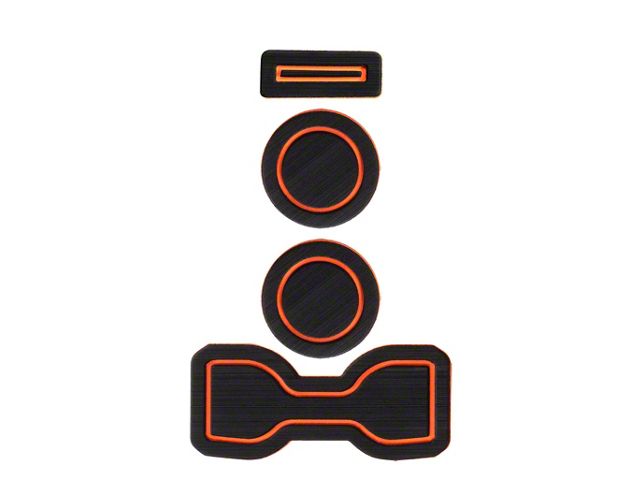 Center Console Cup Holder Inserts without QI Phone Charger Insert; Black/Orange (16-23 Tacoma w/ Manual Transmission)