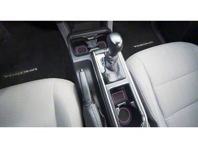 Center Console Cup Holder Inserts without QI Phone Charger Insert; Black/Pink (16-23 Tacoma w/ Automatic Transmission)
