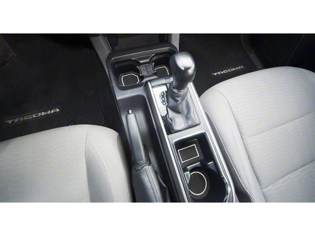 Center Console Cup Holder Inserts without QI Phone Charger Insert; Black/White (16-23 Tacoma w/ Automatic Transmission)