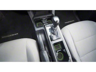 Center Console Cup Holder Inserts; Black/Green (16-23 Tacoma w/ Automatic Transmission)