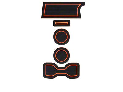 Center Console Cup Holder Inserts; Black/Orange (16-23 Tacoma w/ Manual Transmission)