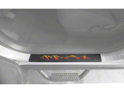 Front Door Sill Protection with Mountain Logo; Black with TRI-Color (05-23 Tacoma)