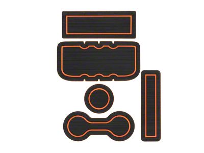 Interior Cup Holder Foam Inserts; Black/Orange (05-15 Tacoma w/ Automatic Transmission)