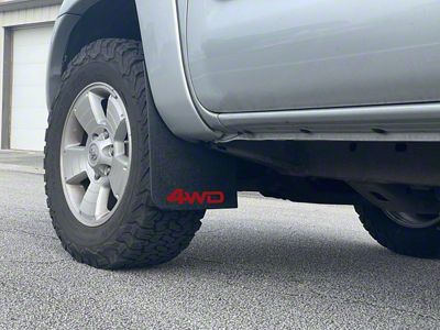 Mud Flaps with TRD Red 4WD Logo; Front (05-15 Tacoma w/ OE Fender Flares)
