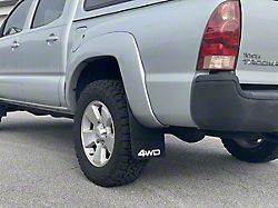 Mud Flaps with White 4WD Logo; Rear (05-15 Tacoma w/ OE Fender Flares)