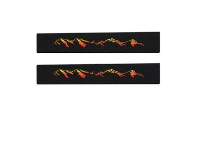 Rear Door Sill Protection with Mountain Logo; Black with TRI-Color (05-23 Tacoma Access Cab, Double Cab)