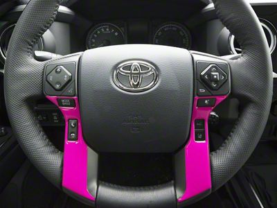 4-Button Steering Wheel Accent Trim; Hot Pink (16-23 Tacoma)
