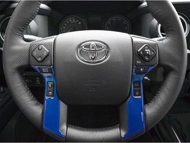 4-Button Steering Wheel Accent Trim; Blazing Blue (14-21 Tundra)