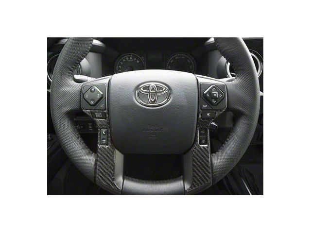 4-Button Steering Wheel Accent Trim; Domed Carbon Fiber (16-23 Tacoma)