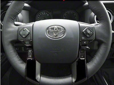 4-Button Steering Wheel Accent Trim; Gloss Black (14-21 Tundra)