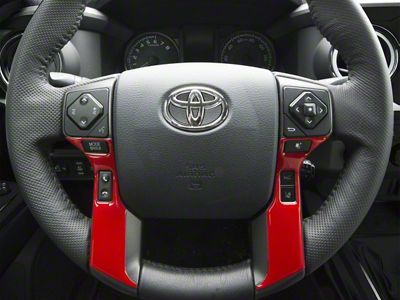 4-Button Steering Wheel Accent Trim; Gloss TRD Red (16-23 Tacoma)