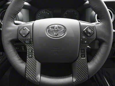 4-Button Steering Wheel Accent Trim; Raw Carbon Fiber (14-21 Tundra)