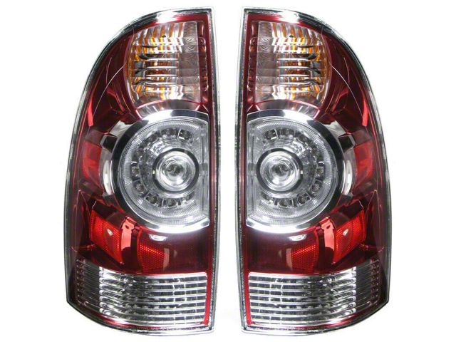 Tail Lights; Chrome Housing; Red Lens (09-15 Tacoma)